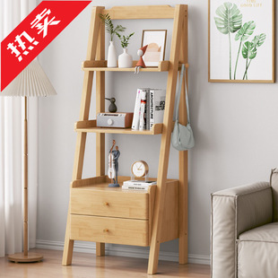 2026全实木床头柜书架多层置物架小型北欧卧室客厅阳台落地白色收
