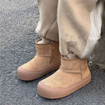 Milo7c-自制 冬季儿童雪地靴星星厚底男女童靴子时尚保暖大棉靴子