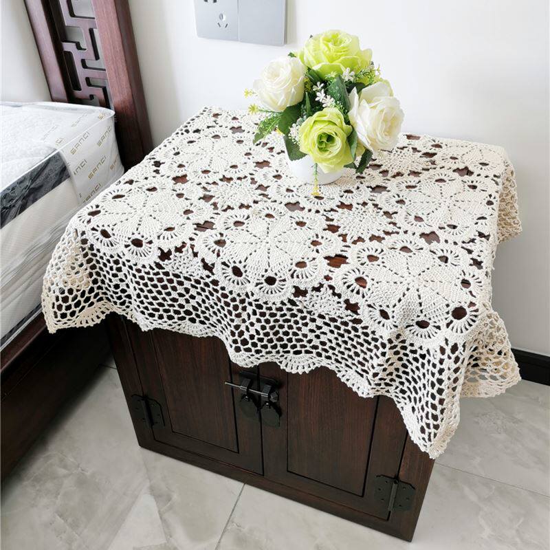 如意手工编织床头柜盖布钩针钩花桌布纯棉镂空沙发扶手巾茶几桌旗