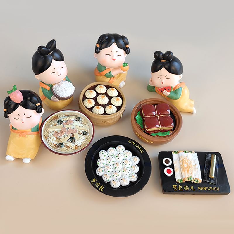 杭州西湖仿真美食冰箱貼创意磁力东坡肉葱包烩磁铁3d立体吸铁石磁