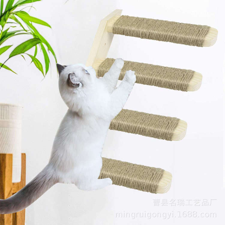 现货木制猫爬架壁挂式宠物楼梯墙壁悬挂猫咪宠物玩具猫猫休息梯架