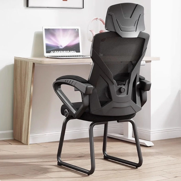 卓跃办公人体工学黑色椅子午睡可躺职员靠椅弓形网布