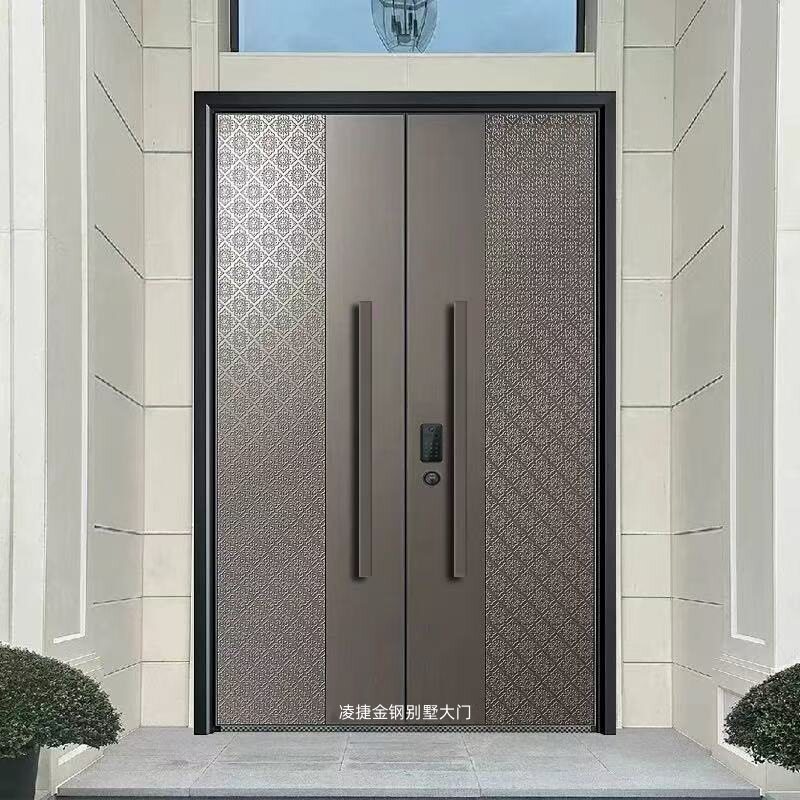 家用别墅大门双开门铜门乡村庭院门农村自建进户门铸铝门平开门