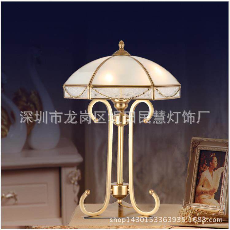 酒店台灯灯饰浪漫床头灯新款玻璃铜灯供应