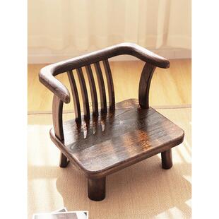 Bw2实木小椅子靠背家用榻榻米日式飘窗喝茶圈椅矮阳台休闲椅久坐