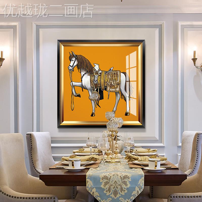 网红现代欧式客厅装饰轻奢高档别墅间板挂画酒马店画样餐厅正方形图片