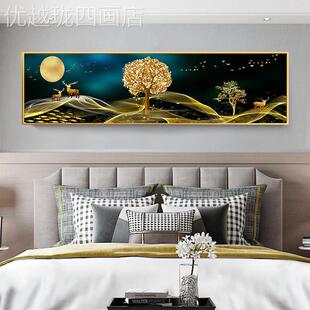 网红卧室装饰画床简头画卧房主挂画背景墙壁画间现代约福鹿轻奢风