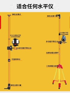 不锈钢水平仪升降支撑杆多功能加粗加厚伸缩杆木工吊顶三脚架 新款