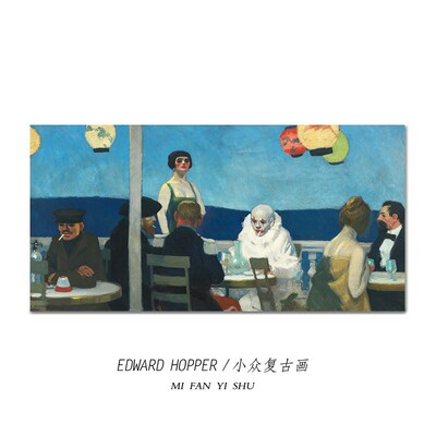 EDWARD HOPPER简约现代北欧小众复古L装饰画卧室玄关客厅走廊挂画