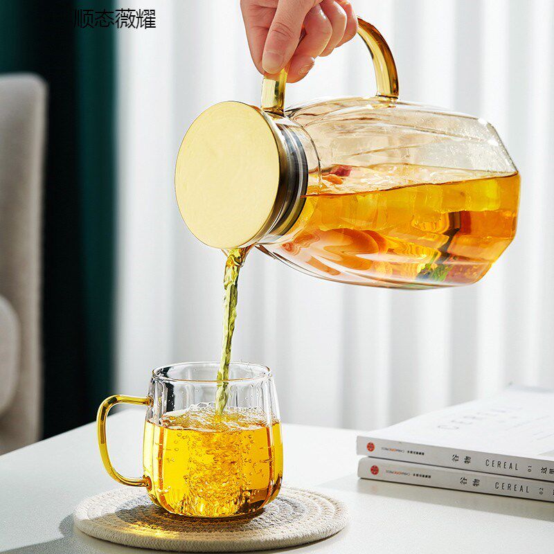 冷水壶玻璃耐高温家用大r容量凉水壶凉水杯套装花茶泡茶壶果汁扎
