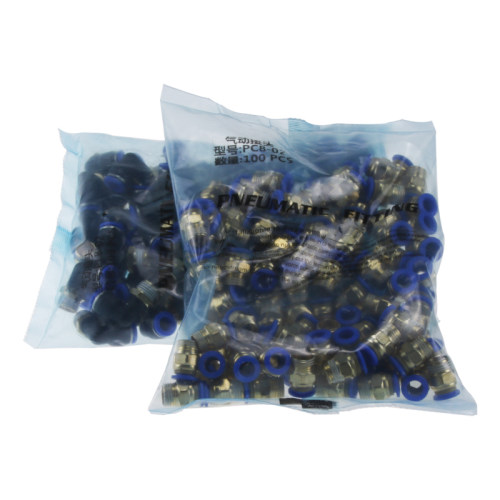 气动外螺纹直通PC接头直角外牙弯头PCC8-02 PL12-04气源管接头整