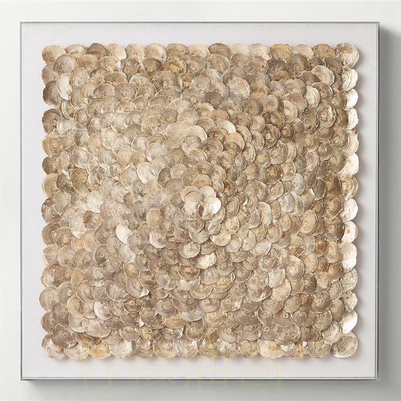 原创现代轻奢金色贝壳片立体抽象装饰画简约酒店挂画样板间艺术画图片