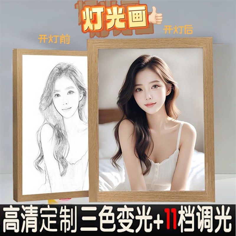 照片定制灯光画毕业生日礼物动z漫相框装饰画摆件发光画床头小夜,家居饰品,氛围画/灯画,淘宝优惠券,粉丝福利购,淘宝优惠卷