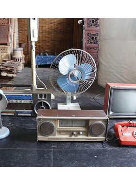 民俗老物件装饰h风扇电视录音机台灯电话是收音机怀旧道具民宿摆