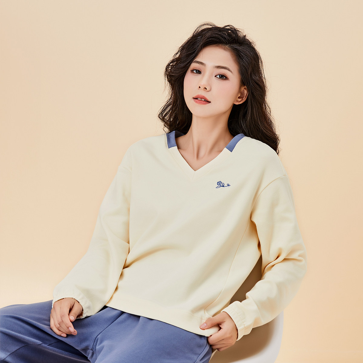百富女棉质休闲可外穿家居服套装