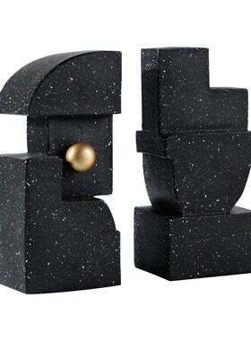 现代极简约样板间客厅书房酒柜博古架树脂书挡书靠U书立装饰品摆