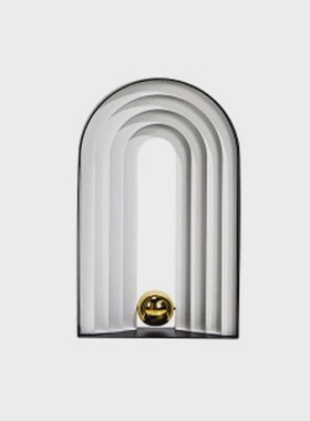 创意几何金属现代简约拱门摆件客厅F书房样板间网格摆设软装饰品