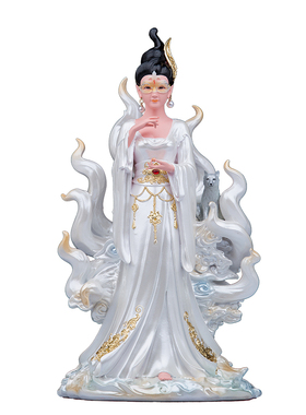 九尾娘娘神c像树脂九尾九姑娘像灵狐像白狐像青丘妲己女神招财摆