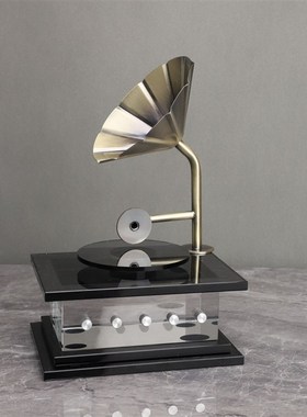 极速中式复古留声机样板房售w楼部卧室客厅电视柜床头桌面玄关饰