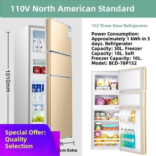 110V冰箱出口台湾家用单门双门H三门小型冷冻室大容量冰箱