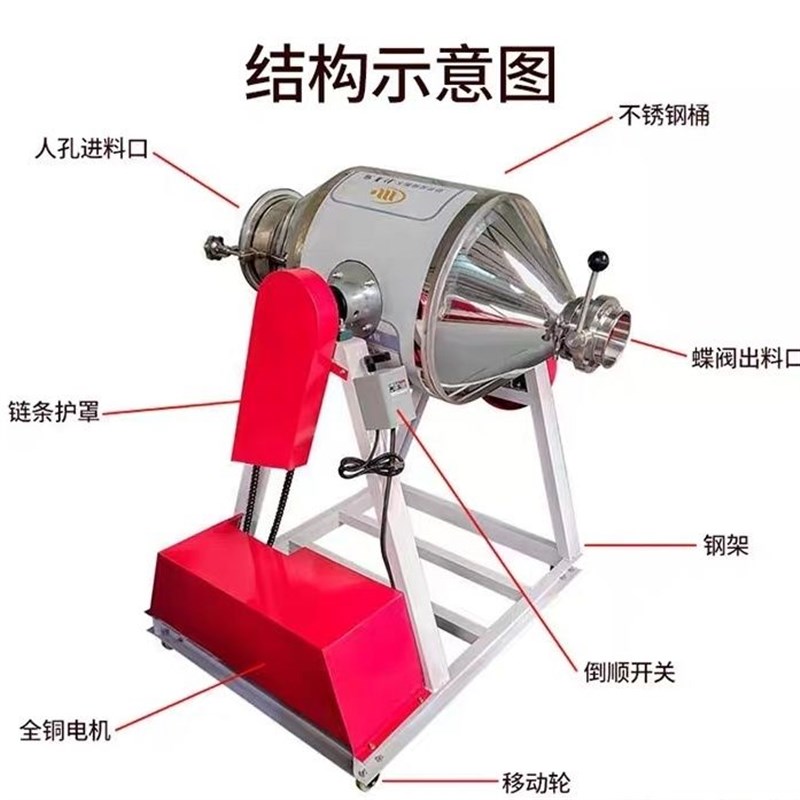 品质干粉搅拌机不锈p钢腰鼓化工药粉食品调料粉末拌料机色粉混