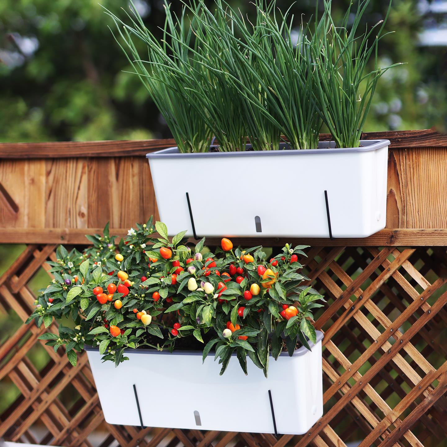 长方形树脂栅栏悬挂花盆长条家懒阳台蔬菜盆悬挂架加厚耐用