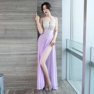 2026新款网纱开叉裙显瘦性感连衣裙足浴技师透视低胸裙纯欲沙摊裙