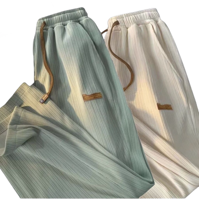 夏季潮流百搭裤薄款垂感宽松冰丝弹力直筒阔腿裤百搭vibe休闲裤