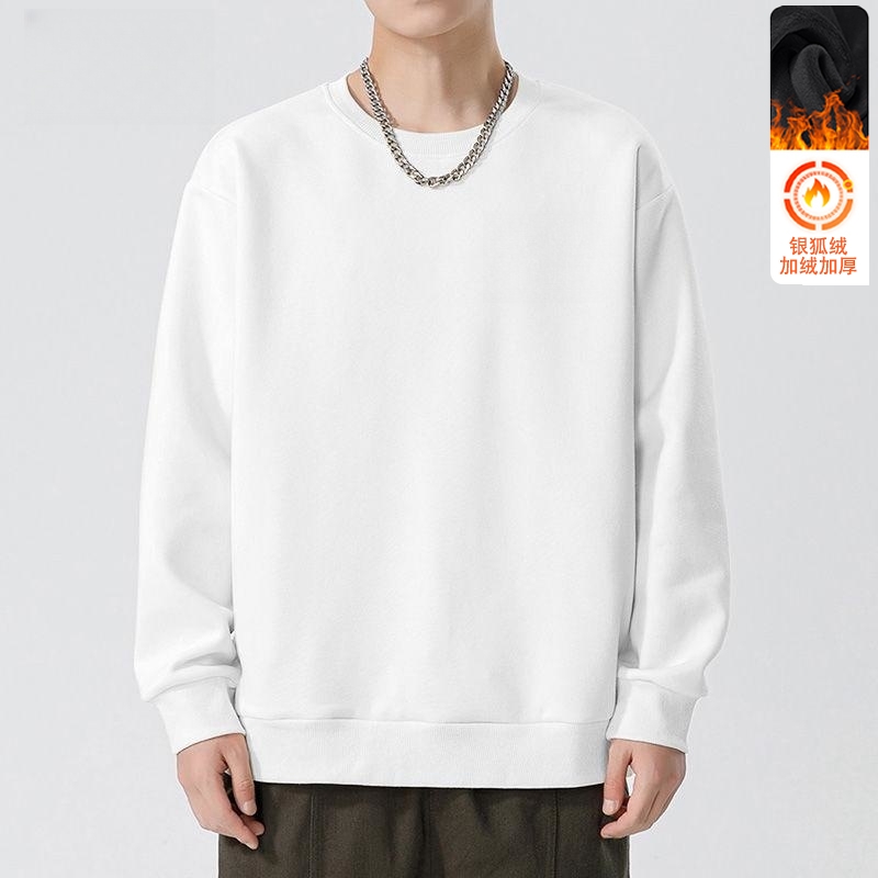 卫衣男圆领印花秋冬新品宽松加绒长袖套头时尚休闲百搭打底衫潮男