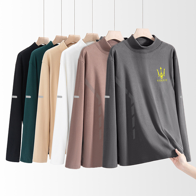 德绒恒温保暖内衣加绒加厚内搭男女打底衫半高领纯色长袖t恤秋衣
