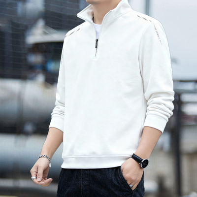 高端半拉链卫衣男春秋季2025新款潮流休闲立领打底衫品牌长袖t恤