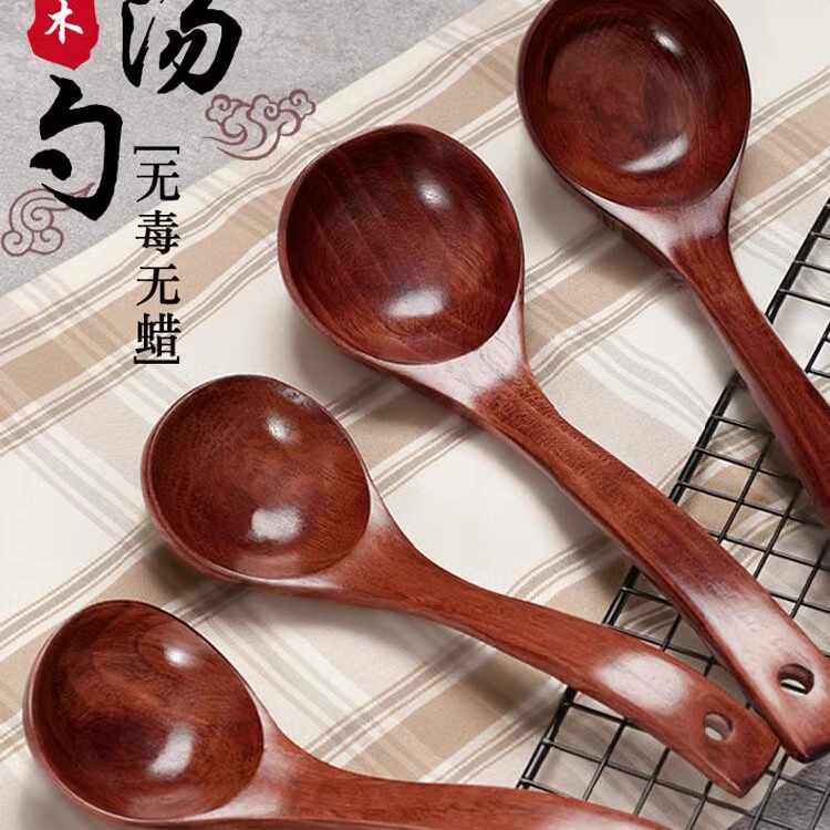 汤勺木勺子日式大号盛汤家用木头拉面勺木质小饭勺长柄吃饭用喝汤