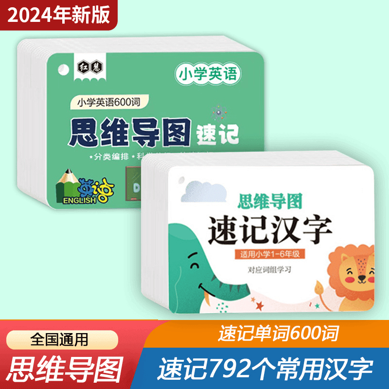 小学认字速记汉字英语单词思维导图学生学习偏旁部首结构识字卡片