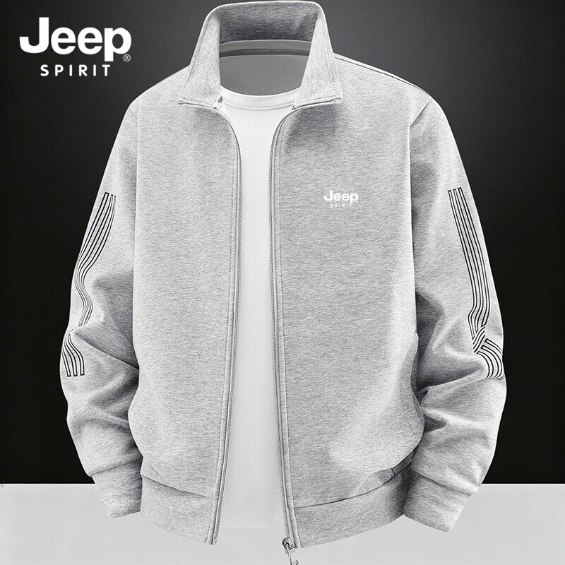 吉普JEEP男立领开衫保暖卫衣图片