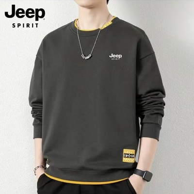 JEEP吉普卫衣男圆领长袖T恤纯棉