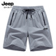 短裤 夏季 宽松直筒跑步健身训练运动裤 吉普JEEP男士 户外透气五分裤
