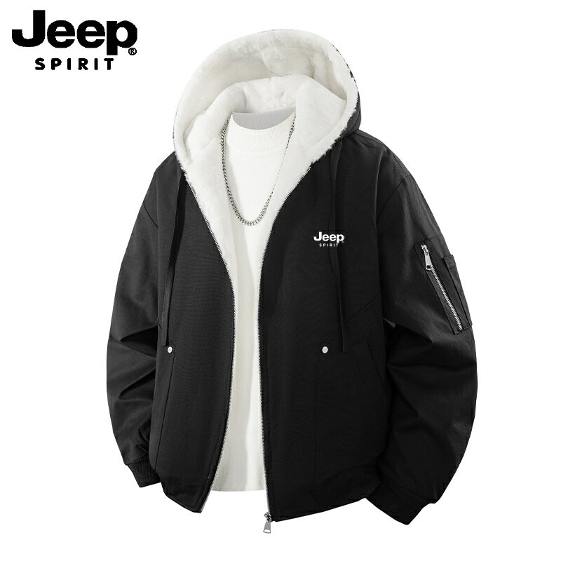 吉普Jeep2025新款工装风连帽棉衣男加厚保暖毛绒内胆潮流棉服外套,男装,棉衣,淘宝优惠券,粉丝福利购,淘宝优惠卷