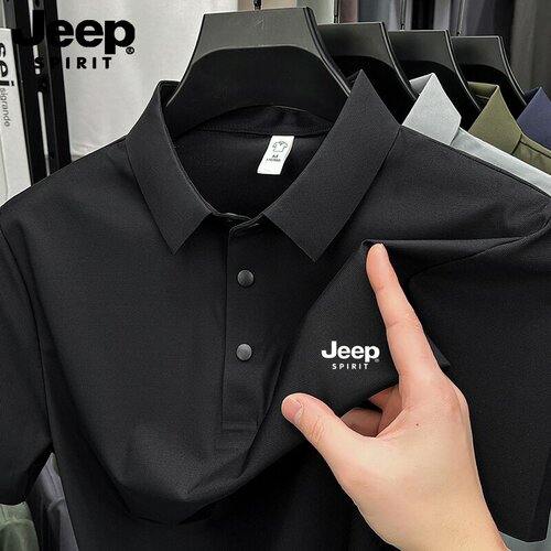 吉普JEEP黑色短袖POLO衫商务