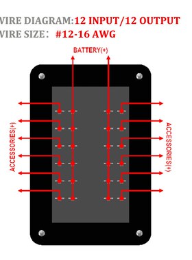 新款12路带红色指示m灯防水保险丝座 汽车船用房车 DC32V 100A
