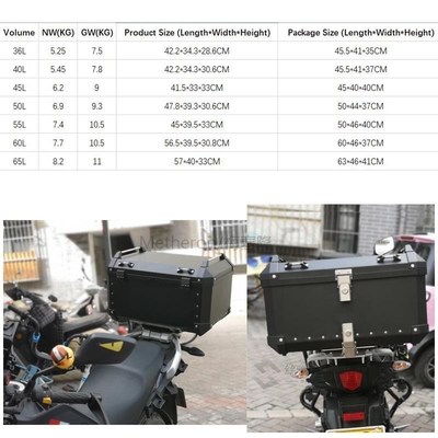 45L 55L 65Lh niversal Motorcycle Rear Trunk Tail Box Removab