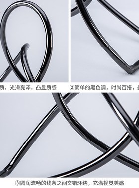 现代简约线条铁艺摆件样s板间客厅酒店书柜创意桌面摆设家居装饰