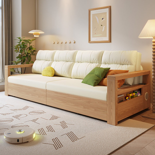 实木沙发床两用网红轻奢可折叠小户型客厅坐卧可推拉伸缩 2023新款