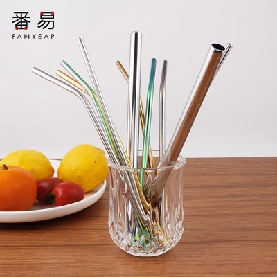 吸管/不锈钢A1P243-珍珠奶茶冷饮非一次性重复使用弯头粗金属饮