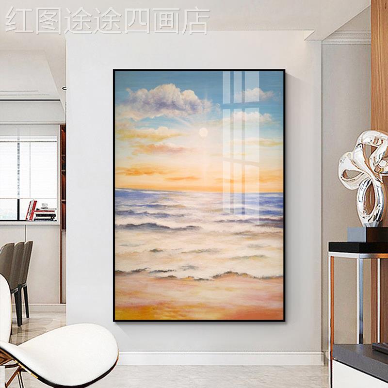 网红画象现代艺术大幅油画客厅抽装饰巨沙发背墙壁玄关挂画幅景落图片