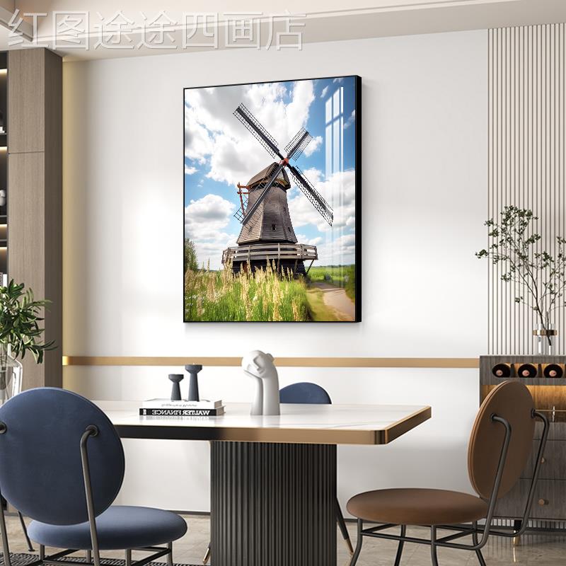 网红现代简约玄关装饰画市地标建筑客画厅廊过道壁厅背景墙城挂餐图片