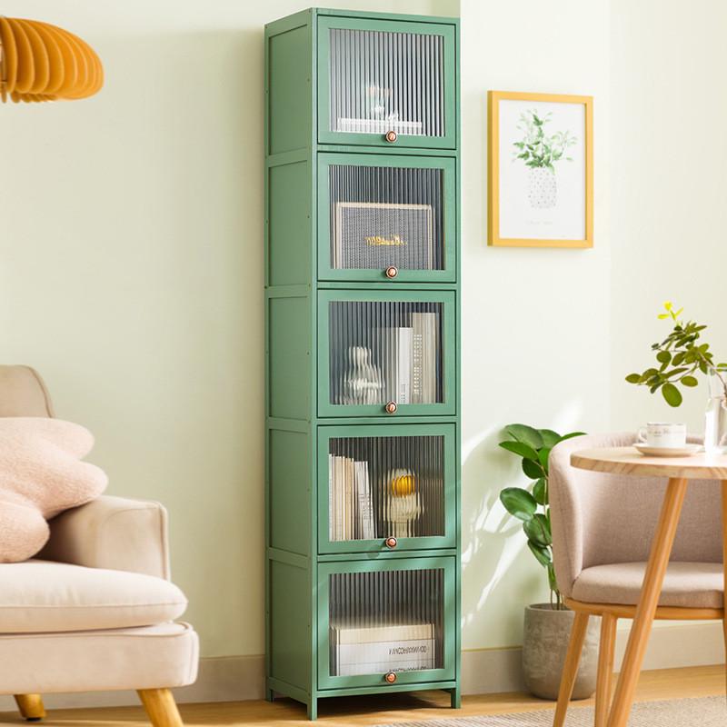 书柜置物架带柜门书架储物柜一体格子柜展示O柜落地多层客厅柜子