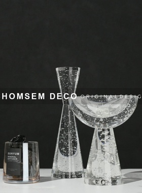 简约现代软装f饰品气泡水晶杯摆件样板房间售楼处客厅玄关餐桌摆