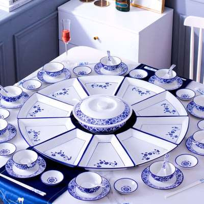 年。夜饭餐具家庭聚餐团圆拼盘组合套装过年家用圆桌陶瓷碟碗菜盘