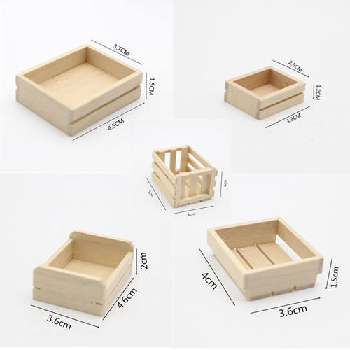 dollhouse食玩diy模型仿真黏土微缩迷你 拍摄场景菜档水果小木箱