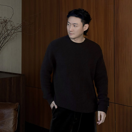 阿汤哥TANG[臻绒]骆马绒圆领长袖针织衫2025秋冬季新款男毛衣上衣